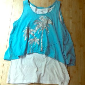 Layered Tank Top With Silver Palm Trees